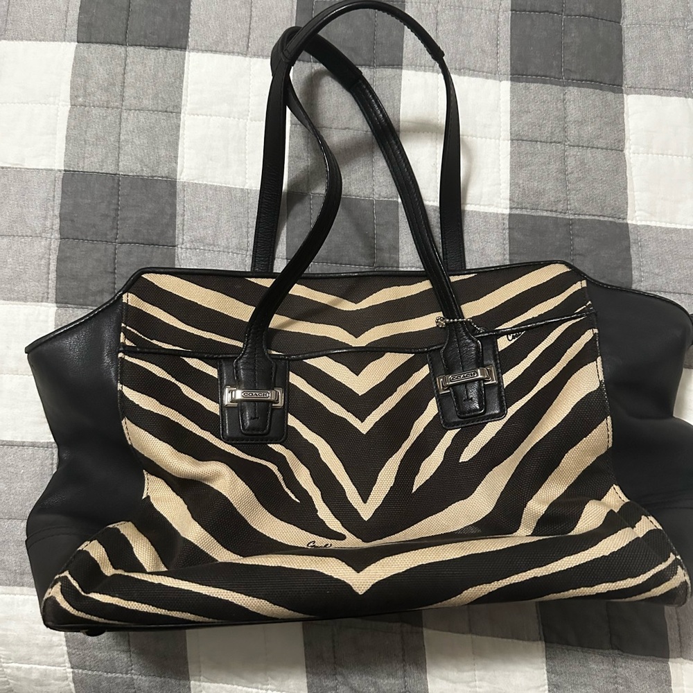 Coach Zebra print tote in black and cream - Picture 3 of 3